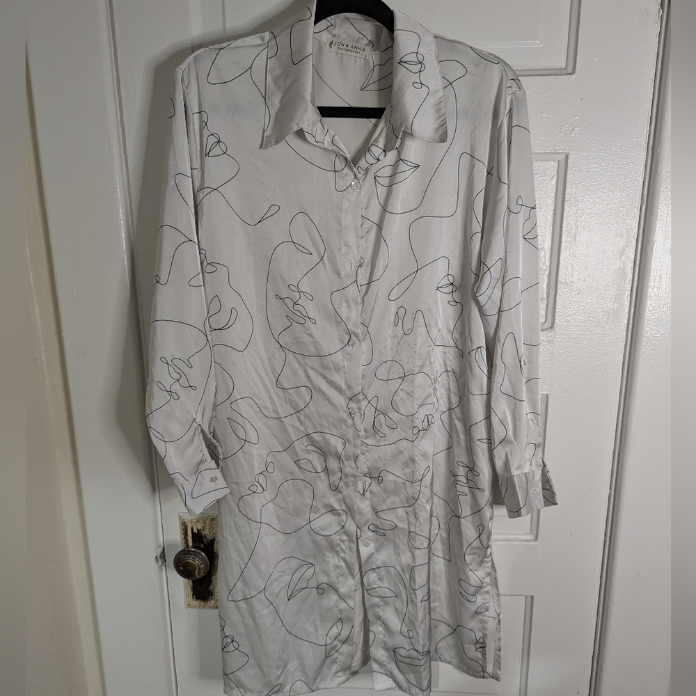 Jon And Anna White Button Down Shirt Dress